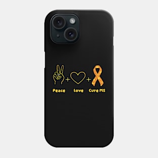 Multiple Sclerosis Awareness Peace Love Cure MS Warrior Prem Phone Case