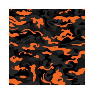 Black and Orange Camouflage Pattern T-Shirt
