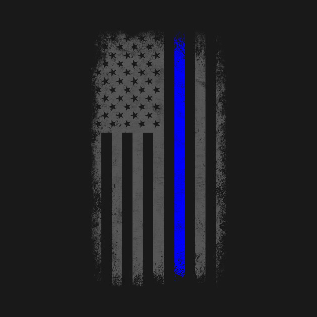 Vertical Thin Blue Line American Flag - Thin Blue Line - Crewneck