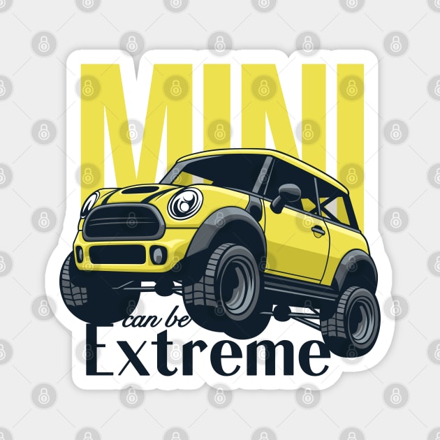 Car mini retro offroad extreme yellow Magnet by creative.z