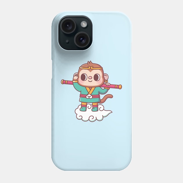 Cute Monkey Sun Wukong On Flying Cloud Phone Case by rustydoodle