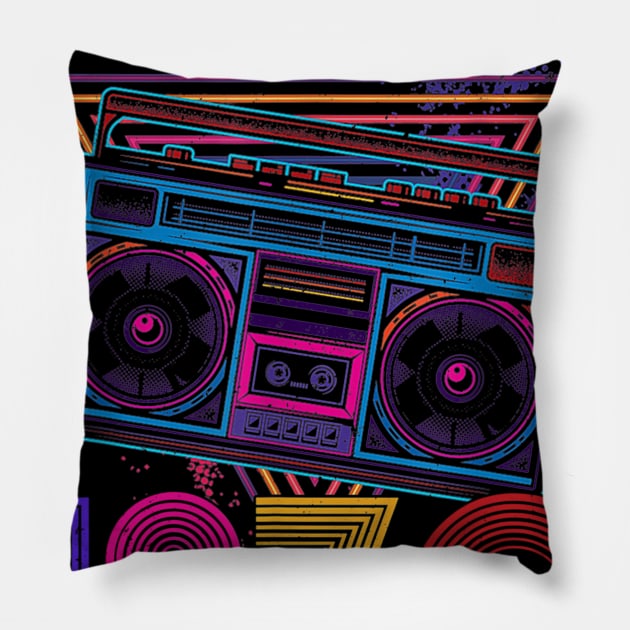 Vintage 1970 Cassette Reader Boombox 50th Birthday Pillow by cruztdk5