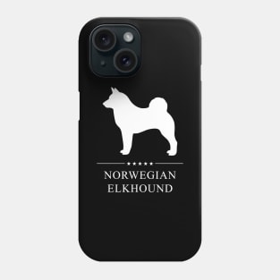 Norwegian Elkhound Dog White Silhouette Phone Case