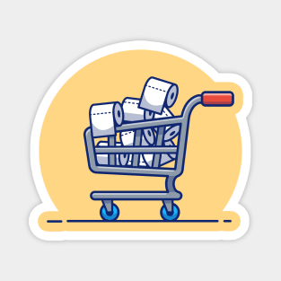 Trolley with toilet paper roll cartoon Magnet