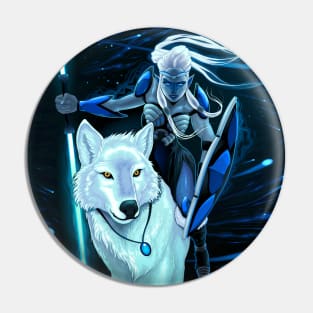 Elf with white wolf Pin