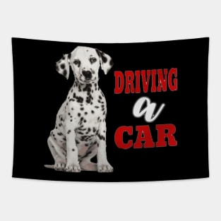 Dogs driving a Car Tapestry