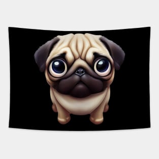 Cute Pug Illustration Tapestry