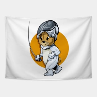 Fencing Bear Tapestry