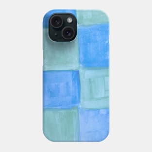 Watercolor Blue square Pattern watercolour painting beach sand and water Phone Case