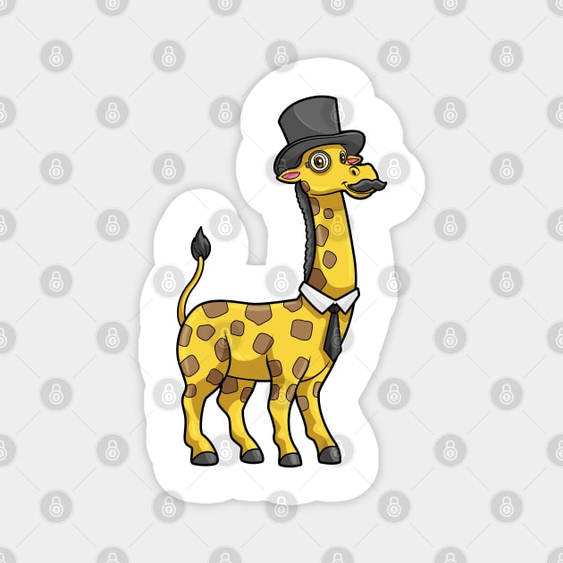 Giraffe as Gentleman with Hat, Tie and Mustache Magnet by Markus Schnabel