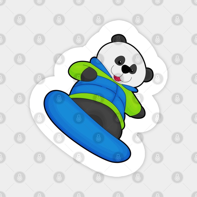 Panda as Snowboarder with Snowboard Magnet by Markus Schnabel