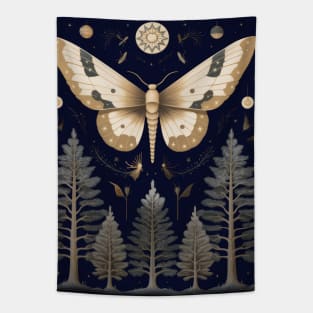 Nighttime Pine Forest and Butterfly Tapestry