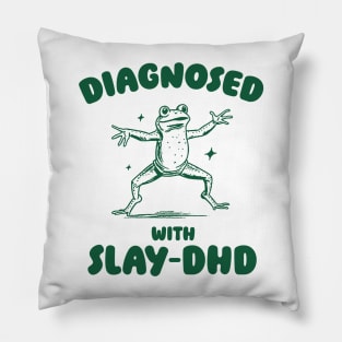 Diagnosed With Slay-DHD, Funny ADHD Shirt, Frog T Shirt, Dumb Y2k Shirt, Stupid Vintage Shirt, Mental Health Cartoon Tee, Silly Meme Pillow