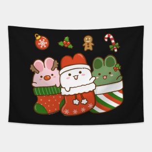 Bunny Christmas Stocking Green Tapestry