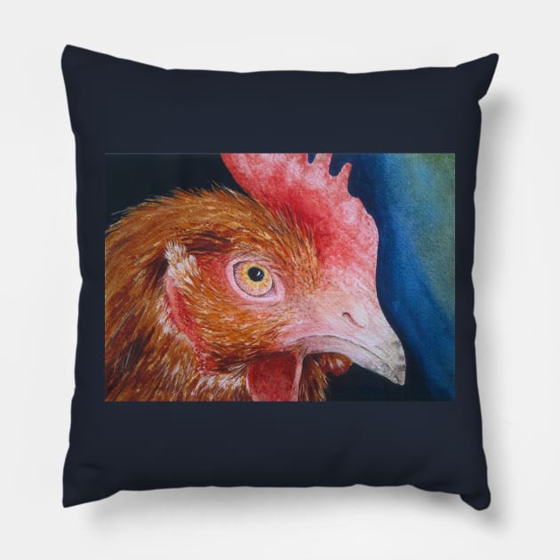 Chookie Watercolour Painting Pillow by Heatherian