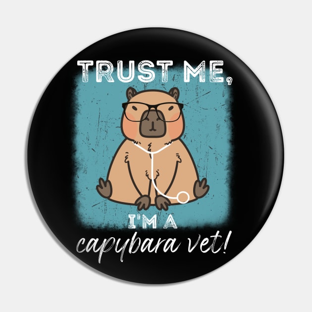 Capybara Blue Funny Vet Tech Pin by Art by Biyan