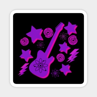 Purple Electric Retro Guitar Magnet