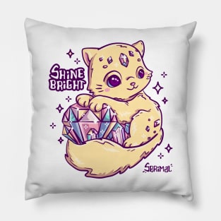 Cute Cat holding jewels to Shine bright Pillow