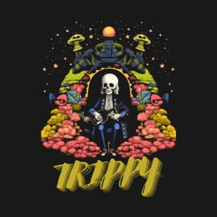 Trippy Retro Psychedelic Skeleton Guitar T-Shirt