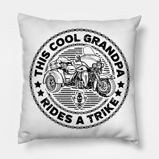 Cool Grandpa Biker Trike Motorcycle Pillow by RadStar