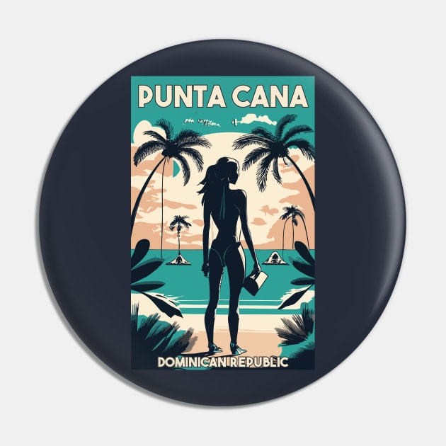 A Vintage Travel Art of Punta Cana - Dominican Republic Pin by goodoldvintage