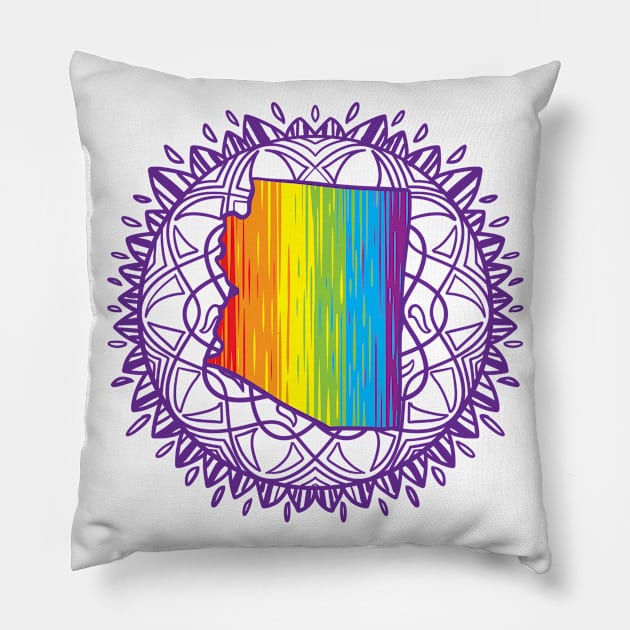 Arizona Mandala Pride Pillow by Manfish Inc.