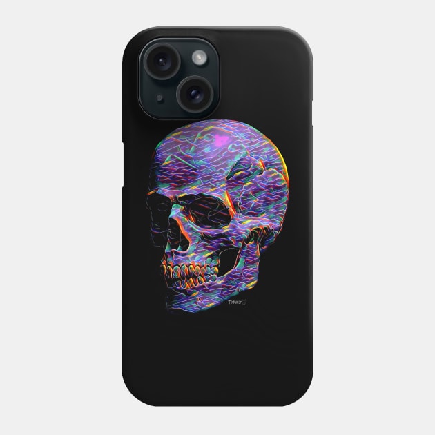 Neon Skull Phone Case by Tedwear