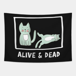 Schrödinger's cat Dead and Alive. Quantum Physics Tapestry