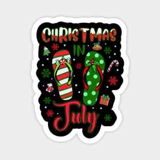 Christmas in July Flip Flops Summer Vacation Gift For Boys Girls Kids Magnet