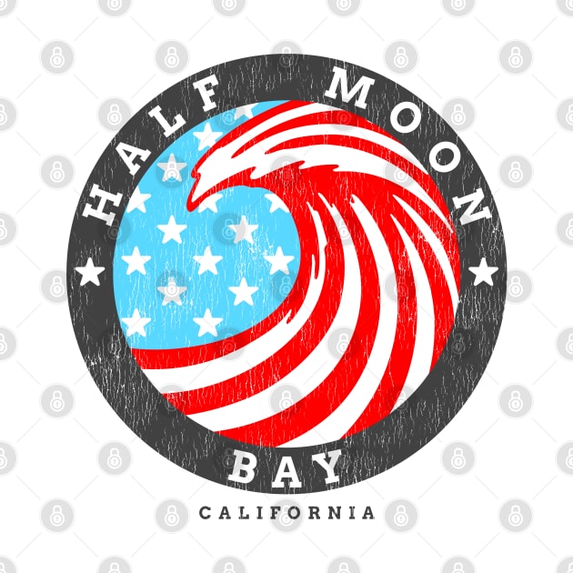 Half Moon Bay, CA Summertime Patriotic 4th Pride Surfing by Contentarama