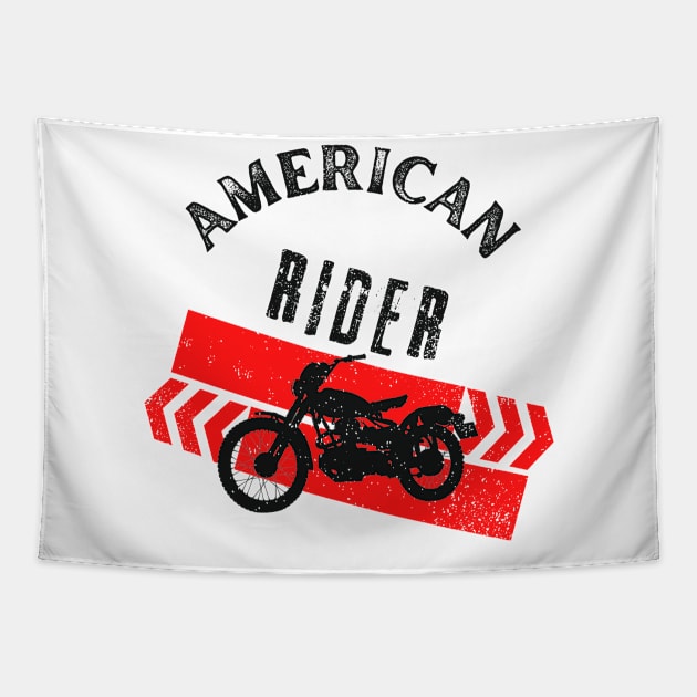 Motorcycle Vintage Biker American Rider Tapestry by Foxxy Merch