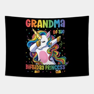 Grandma of the Birthday Princess Dabbing Unicorn Girl Tapestry