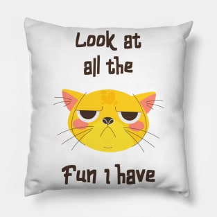 Cat Sakrasmus Fun Fun Kitten Grumpy Pillow