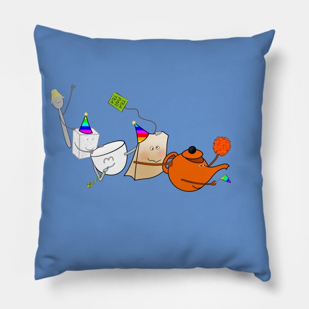 Tea party Pillow by shackledlettuce