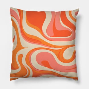 Retro Swirl Abstract 70s Orange Pink Pillow