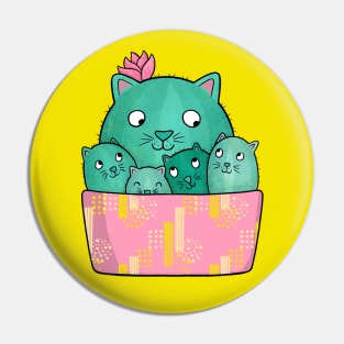 Cactus Cat and Kittens Pin