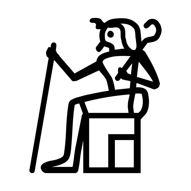 Egyptian Hieroglyphs King on Throne Holding Staff by Pixel4Art