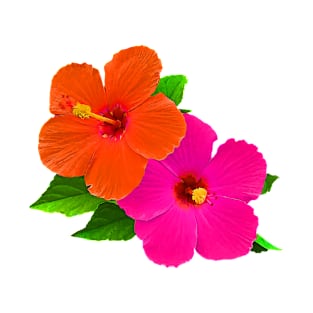 Hawaiian Hibiscus/Hot Pink/Orange T-Shirt