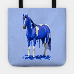 Bright Royal Blue Pinto Wet Paint Horse Tote