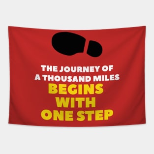 The journey of a thousand miles begins with one step T Shirt, Footprints Tee Shirts Tapestry