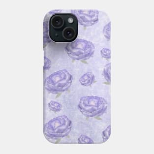 Watercolour purple peonies flowery pattern Phone Case