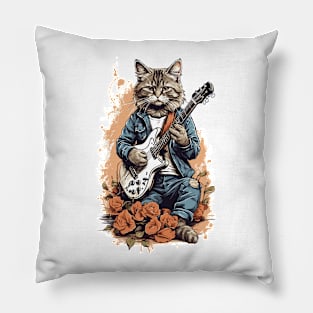 Serious Guitarist Cat Pillow