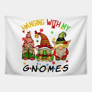 Funny Christmas Gnome Hanging With My Gnomies Family Pajamas Tapestry