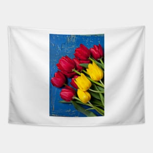 Red and Yellow Tulips Tapestry