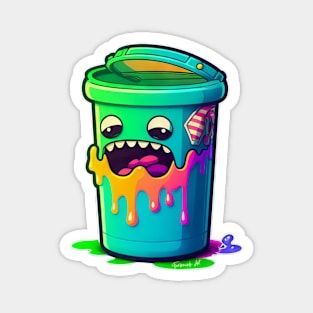 Colorful Slime Trash Can Sticker #4 Magnet