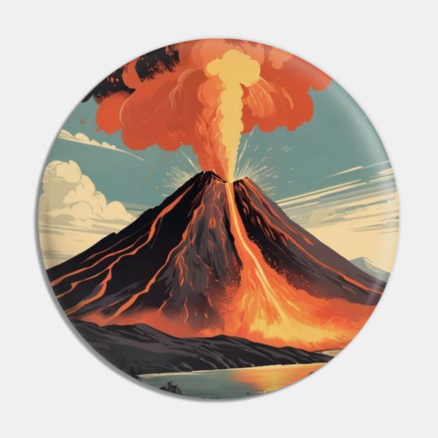 Retro Volcano Eruption Pin by Perspektiva