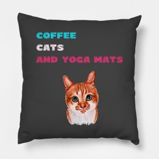 Coffee cats and yoga mats funny yoga and cat drawing Pillow