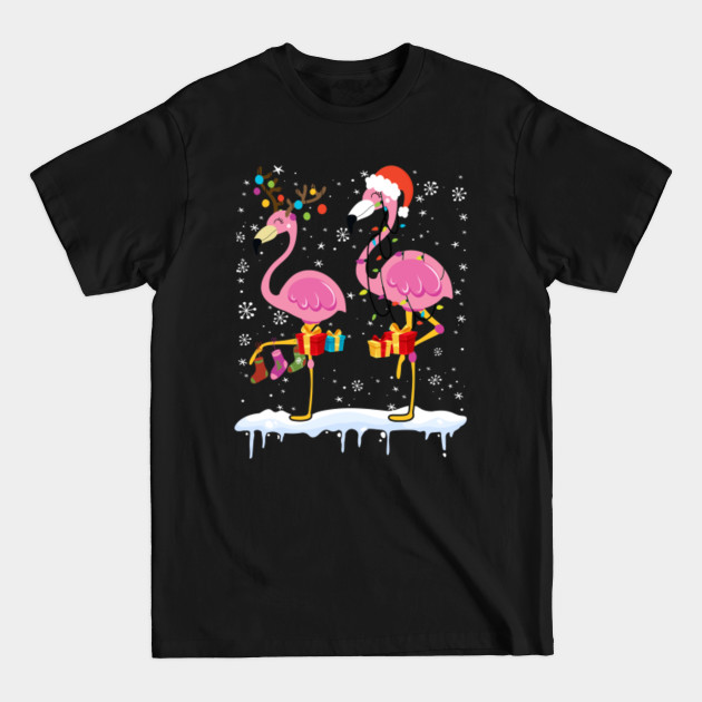 Disover Flamingo Christmas Flamingo Xmas Christmas Lights Santa Hat - Christmas Lights - T-Shirt