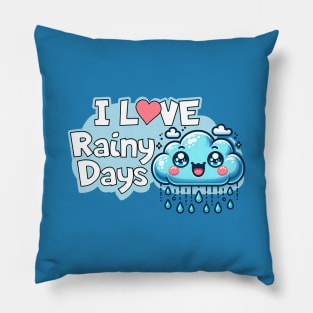 I Love Rainy Days - Kawaii Cloud and Rain 🌧 Pillow