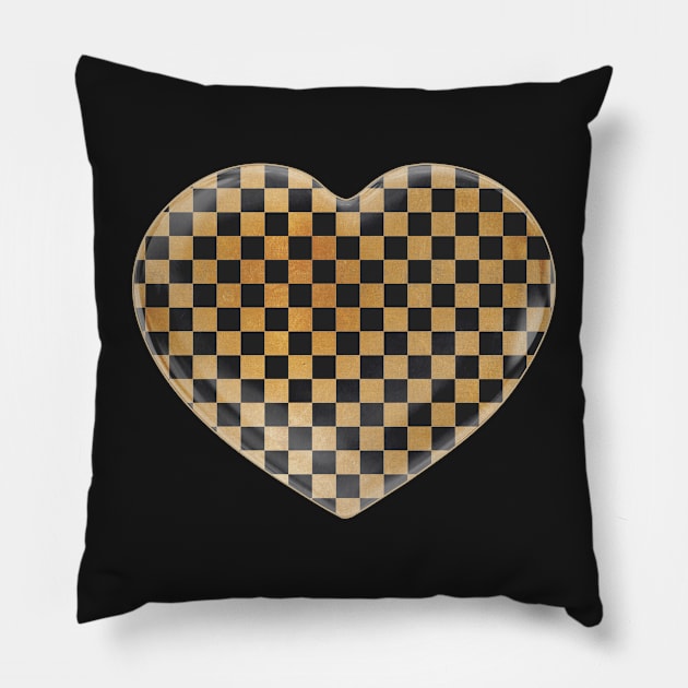 King Midas Checkerboard and Heart Pillow by Diego-t